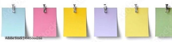 Fototapeta post it note paper, sticky note paper set, blank paper for notes, messages, writing, note design concept