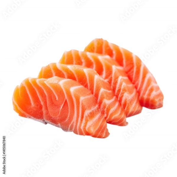 Fototapeta Fresh Raw Salmon Shasimi Fillet Clean Sliceson Transparent Background