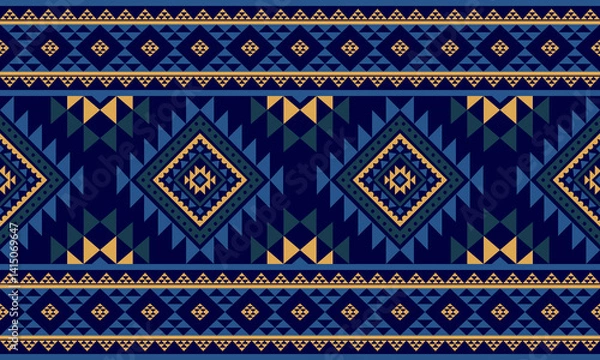 Fototapeta Southwest Native seamless pattern ethnic tribal Aztec geometric Navajo Native American fabric colorful design vector for textile print