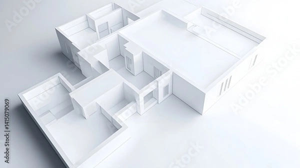 Fototapeta Abstract Minimalist Architectural Design Featuring A White Structure with Geometric Layout