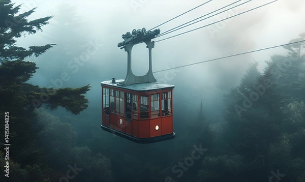Obraz cable car in foge