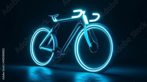 Fototapeta A minimalist bike with glowing handlebars and a seamless futuristic frame 