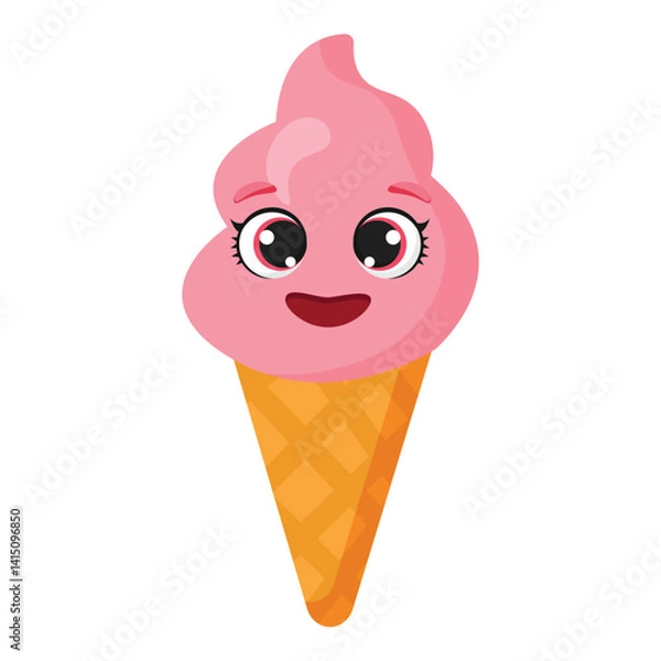 Obraz Pink ice cream smiling face