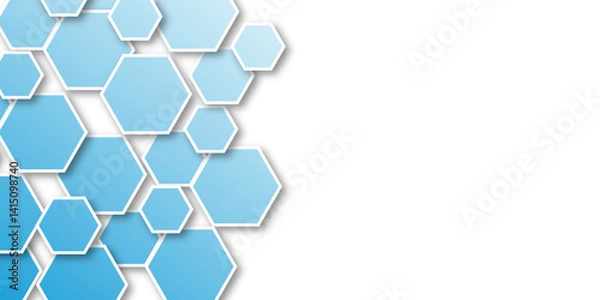 Fototapeta Abstract geometric hexagon blue texture background pattern vector illustration background on transparent.