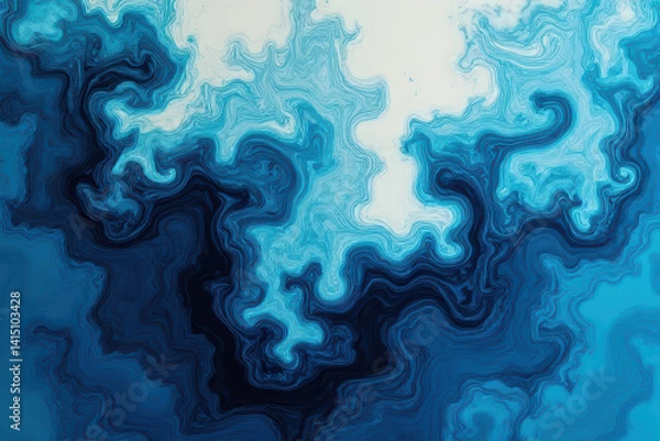 Fototapeta Mesmerizing Ink Swirls: Close-Up Photography of Cyan and Ecru Blending in Water