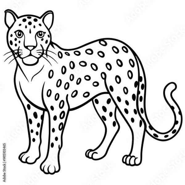 Fototapeta Leopard Line Art Vector on White