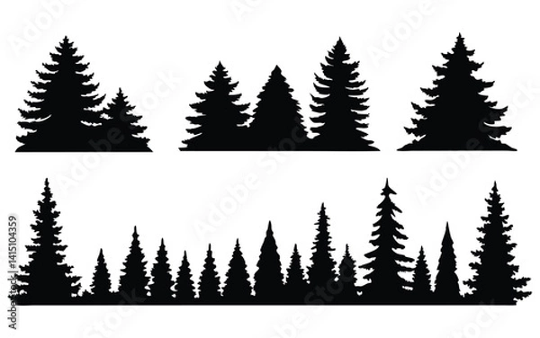 Fototapeta Trees vector silhouette set