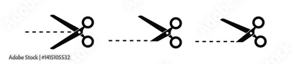 Fototapeta Scissor cutting paper with  black dotted line vector.