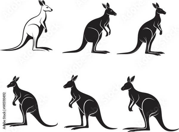 Fototapeta kangaroo vector silhouettes