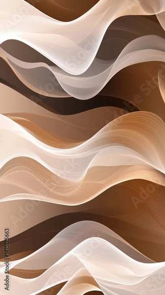Fototapeta Wavy layered background with brown and white tones
