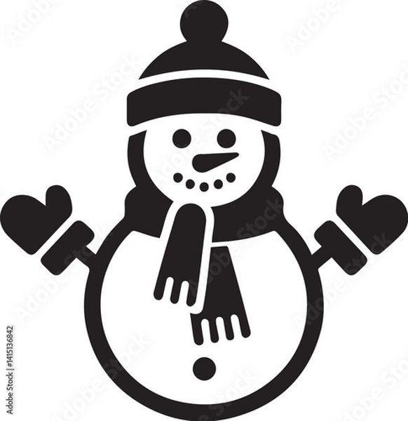 Fototapeta Snowman vector silhouette