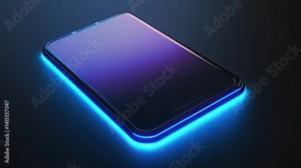 Obraz Cartoon smartphone with a sleek black frame and glowing screen