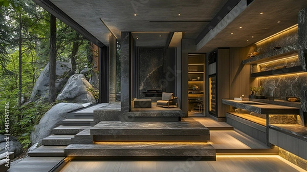 Obraz Modern, minimalist, luxury outdoor living space nestled in nature