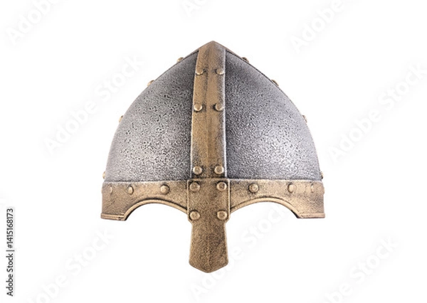Fototapeta Medieval knight helmet isolated on white background with clipping path