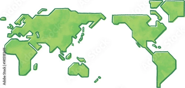 Obraz 手描きの世界地図（ベクター）