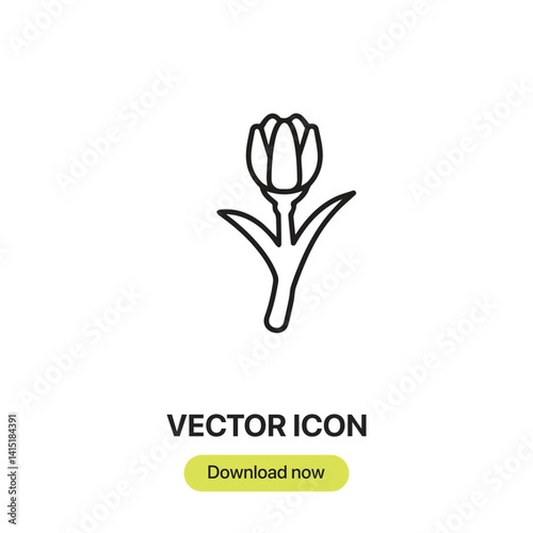 Fototapeta Tulip icon vector. Linear-style sign for mobile concept and web design. Tulip symbol illustration. Pixel vector graphics - Vector.	

