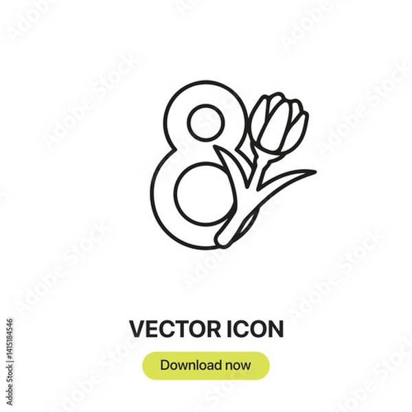Fototapeta Women's Day icon vector. Linear-style sign for mobile concept and web design. Women's Day symbol illustration. Pixel vector graphics—Vector.	

