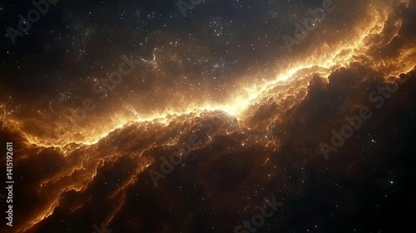 Fototapeta Fiery nebulae in deep space display cosmic energy.