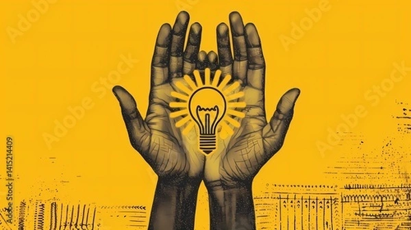 Fototapeta hand and light vector illustration