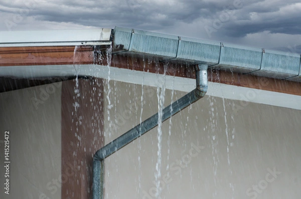 Fototapeta Rain bombs referring to intense rainfall over a short period cause flooding emergency.