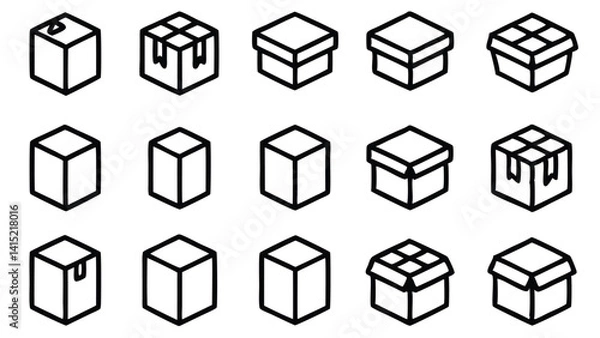 Fototapeta A vector design set features square house and real estate icons, an illustration with a three-dimensional concept