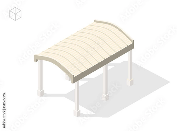 Fototapeta Isometric High Quality City Element with 45 Degrees Shadows on White Background . Pergola