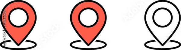 Fototapeta Bright Location Pins for Mapping and Navigation Graphics