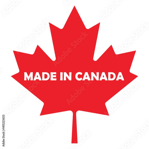 Obraz Made in Canada price tag or label emblem. Canadian manufacturing and production on Canadian soil. Made in Canada stamp template, in English language with maple leaf. Vector.