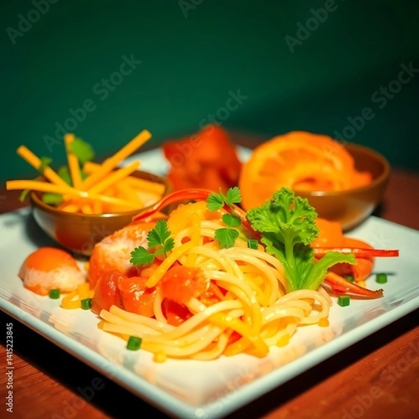 Fototapeta A vibrant and appetizing dish made with fresh, high-quality ingredients, styled to perfection. Ideal for food blogs, menus, cookbooks, or culinary content. A perfect blend of color, texture, and flavo