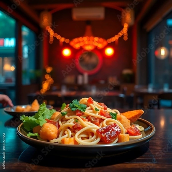 Fototapeta A vibrant and appetizing dish made with fresh, high-quality ingredients, styled to perfection. Ideal for food blogs, menus, cookbooks, or culinary content. A perfect blend of color, texture, and flavo
