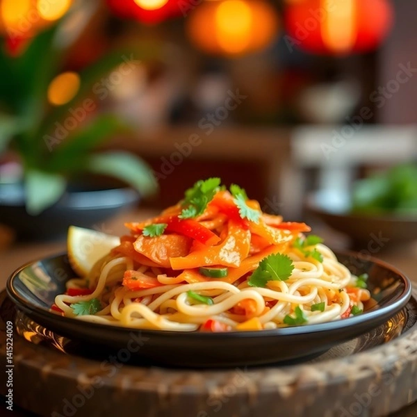 Fototapeta A vibrant and appetizing dish made with fresh, high-quality ingredients, styled to perfection. Ideal for food blogs, menus, cookbooks, or culinary content. A perfect blend of color, texture, and flavo