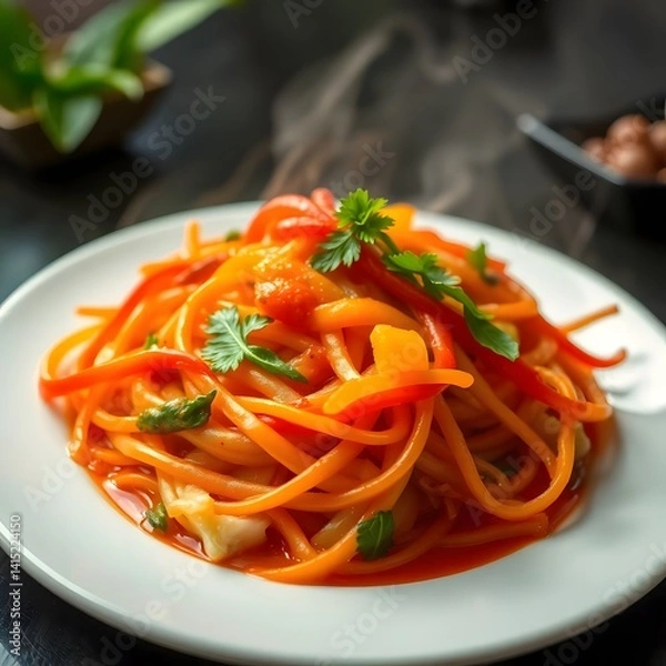 Fototapeta A vibrant and appetizing dish made with fresh, high-quality ingredients, styled to perfection. Ideal for food blogs, menus, cookbooks, or culinary content. A perfect blend of color, texture, and flavo