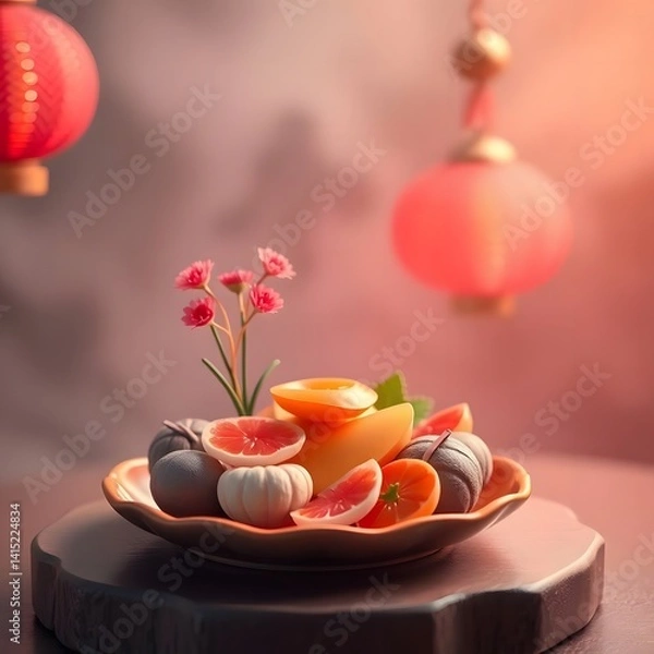 Fototapeta A delicious and beautifully presented dish made with fresh ingredients, perfect for any meal. Simple, homemade cooking with vibrant flavors, ideal for breakfast, lunch, or dinner