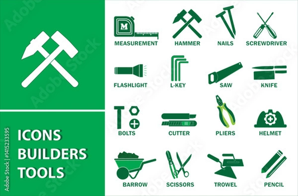 Obraz illustration icon set of building carpentry tools