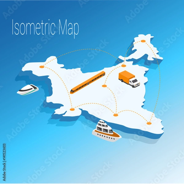 Obraz Map India isometric concept.