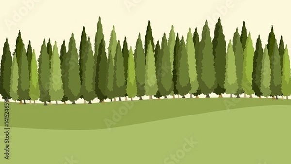 Fototapeta Green forest computer wallpaper, aesthetic illustration