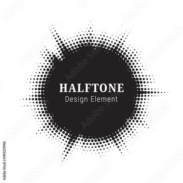 Fototapeta Burst Halftone light effect. Glowing light burst. abstract grunge halftone dots background. Vector illustration.