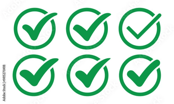Fototapeta Green Checkmark icon set vector on white background.