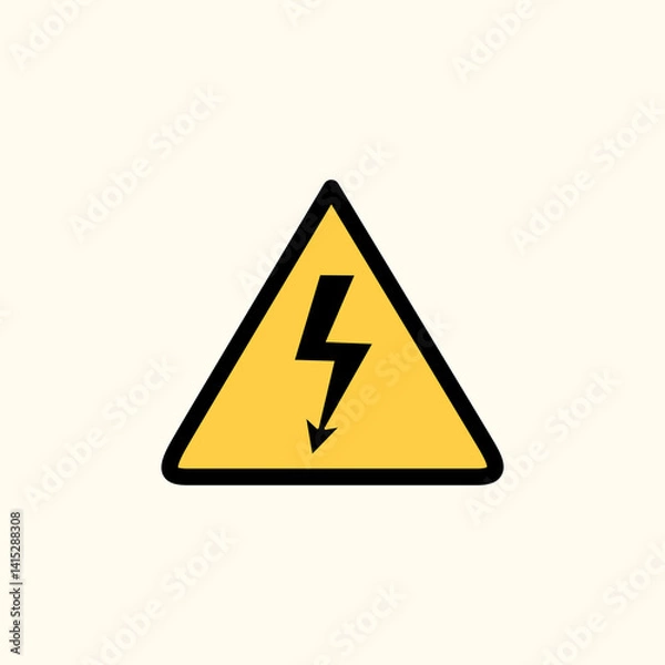 Fototapeta Electrical hazard symbol vector illustration. Electric high voltage danger hard icon, Warning sign. Dangerous electrical high voltage sign.