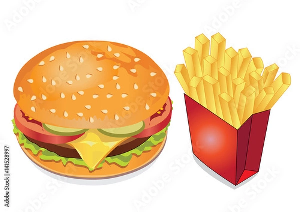 Obraz Hamburger and fries