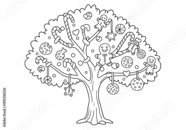 Obraz Ornamental Line Art Tree Illustration