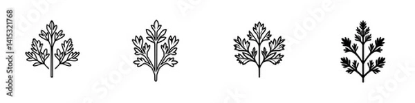Fototapeta Vector illustration of decorative leaf designs showcasing different styles and shapes in a minimalist format