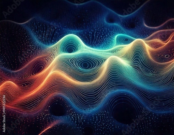 Fototapeta Abstract loop of glowing organic shapes pulsing gently in deep space colors, cosmic vibes.