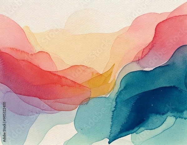 Fototapeta Soothing loop of abstract watercolor blotches in pastel tones morphing and blending slowly.