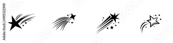 Fototapeta Vector illustration icons of shooting stars with trailing sparks in a minimalist design for various creative projects