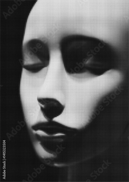 Obraz Large vector halftone female mannequin head with a transparent background