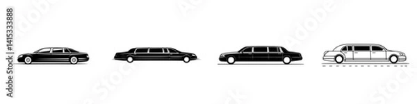 Fototapeta Stylized vector illustration of various limousine types showing different angles and lengths