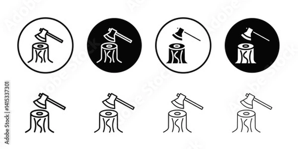 Fototapeta Deforestation icon Black and white outline vector