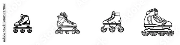 Fototapeta Variety of roller and ice skate vector illustrations for sports and recreation activities