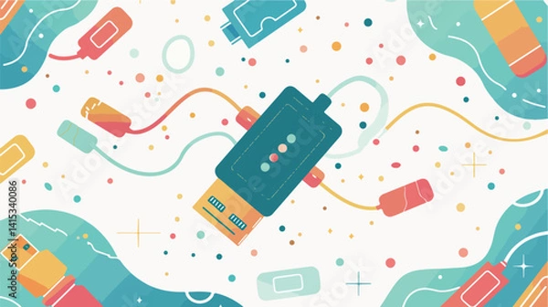 Fototapeta USB Connection Over White Background Vector Illustration